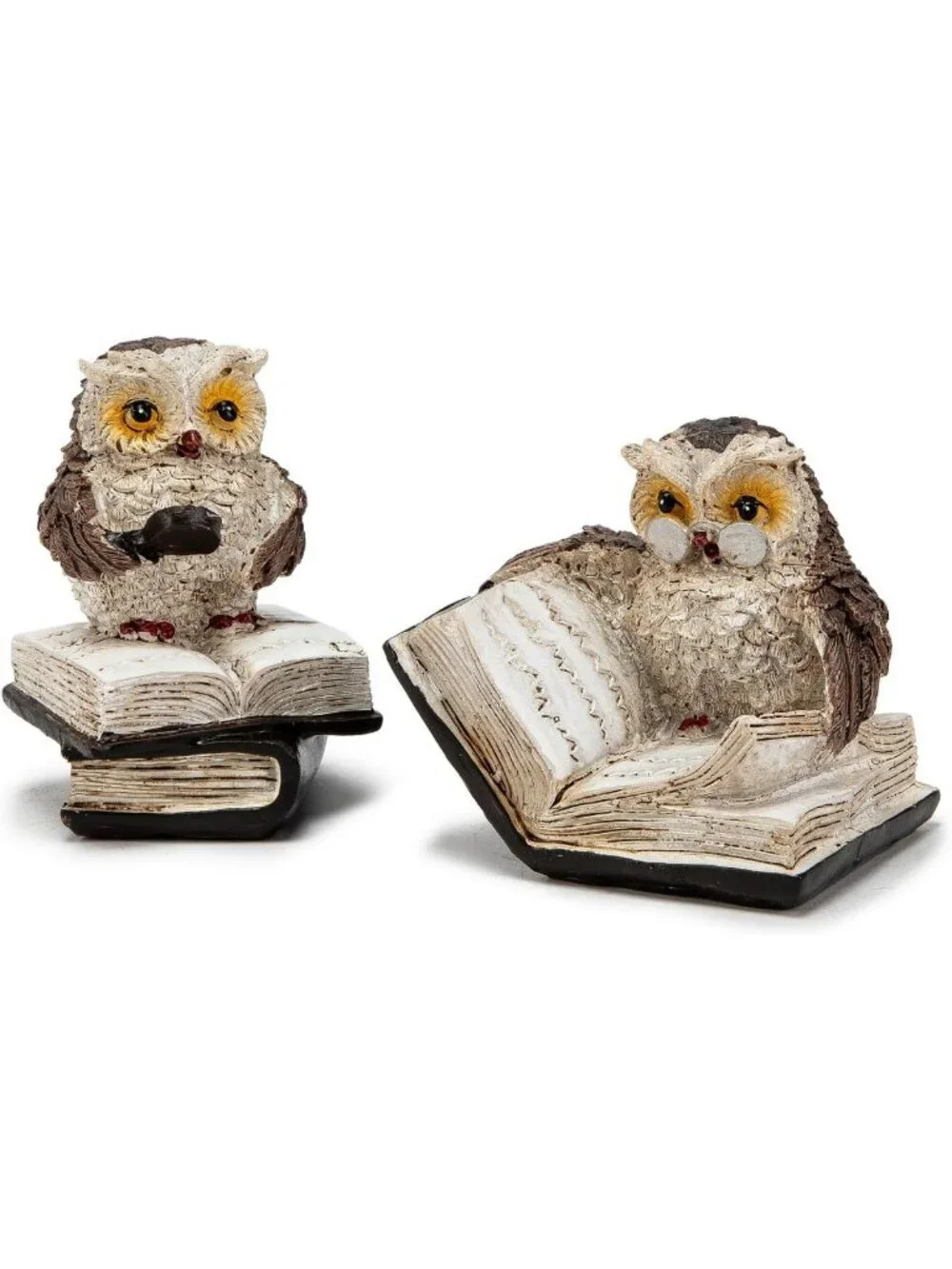 Charming 2PCS Retro Resin Owl Statues - Wise Owl Thinker Sculptures for Home